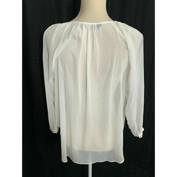 Zara Womens Solid White Sheer Long Sleeve Button Down Top Blouse Xs - Picture 5 of 6